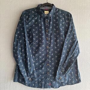 G.H. Bass & Co. Women’s XL Ski Pattern Navy Long Sleeve Button Up